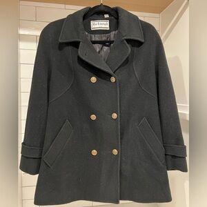Mackintosh Vintage 100% Wool Peacoat. Women’s size 10P. Black with gold buttons.